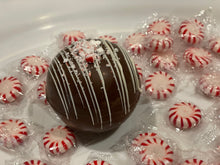 Load image into Gallery viewer, Ralph's Chocolate Delights Peppermint Hot Chocolate Bomb White, Milk or Dark Chocolate Hot Chocolate Bomb *Gourmet Large Hot Chocolate Bombs Ingredients Premium Real Ghirardelli Chocolate, Peppermint Candy Crumble, Marshmallows, White, Milk or Dark Chocolate Hot Chocolate Mix, hot cocoa bombs for Halloween, Thanksgiving, Christmas, Holidays, Dessert, parties, Weddings, events and Winter drink or beverage