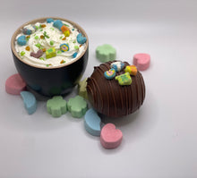 Load image into Gallery viewer, Ralph's Chocolate Delights Milk Chocolate Hot Chocolate Bomb *Gourmet Large Hot Chocolate Bombs Ingredients Premium Ghirardelli Milk Chocolate, Marshmallows, Milk Chocolate Hot Chocolate Mix, hot cocoa bombs for Halloween, Thanksgiving, St. Patrick's Day, Holidays, Dessert, parties, Weddings, events and Frozen drink or beverage, Frozen Hot Chocolate