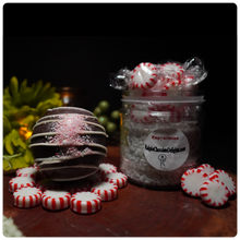 Load image into Gallery viewer, Ralph's Chocolate Delights Peppermint Hot Chocolate Bomb White, Milk or Dark Chocolate Hot Chocolate Bomb *Gourmet Large Hot Chocolate Bombs Ingredients Premium Real Ghirardelli Chocolate, Peppermint Candy Crumble, Marshmallows, White, Milk or Dark Chocolate Hot Chocolate Mix, hot cocoa bombs for Halloween, Thanksgiving, Christmas, Holidays, Dessert, parties, Weddings, events and Winter drink or beverage