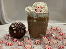 Load image into Gallery viewer, Ralph's Chocolate Delights Peppermint Hot Chocolate Bomb White, Milk or Dark Chocolate Hot Chocolate Bomb *Gourmet Large Hot Chocolate Bombs Ingredients Premium Real Ghirardelli Chocolate, Peppermint Candy Crumble, Marshmallows, White, Milk or Dark Chocolate Hot Chocolate Mix, hot cocoa bombs for Halloween, Thanksgiving, Christmas, Holidays, Dessert, parties, Weddings, events and Winter drink or beverage
