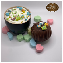 Load image into Gallery viewer, Ralph's Chocolate Delights Milk Chocolate Hot Chocolate Bomb *Gourmet Large Hot Chocolate Bombs Ingredients Premium Ghirardelli Milk Chocolate, Marshmallows, Milk Chocolate Hot Chocolate Mix, hot cocoa bombs for Halloween, Thanksgiving, St. Patrick's Day, Holidays, Dessert, parties, Weddings, events and Frozen drink or beverage, Frozen Hot Chocolate