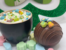 Load image into Gallery viewer, Ralph's Chocolate Delights Milk Chocolate Hot Chocolate Bomb *Gourmet Large Hot Chocolate Bombs Ingredients Premium Ghirardelli Milk Chocolate, Marshmallows, Milk Chocolate Hot Chocolate Mix, hot cocoa bombs for Halloween, Thanksgiving, St. Patrick's Day, Holidays, Dessert, parties, Weddings, events and Frozen drink or beverage, Frozen Hot Chocolate