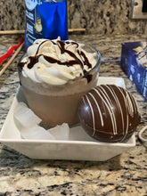 Load image into Gallery viewer, Ralph&#39;s Chocolate Delights Milk Chocolate Hot Chocolate Bomb *Gourmet Large Hot Chocolate Bombs Ingredients Premium Real Ghirardelli Milk Chocolate, Marshmallows, Milk Chocolate Hot Chocolate Mix, hot cocoa bombs for Halloween, Thanksgiving, Christmas, Holidays, Dessert, parties, Weddings, events and Winter drink or beverage
