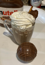 Load image into Gallery viewer, Ralph's Chocolate Delights Nutella Hazelnut Hot Chocolate Bomb Milk Chocolate Hot Chocolate Bomb *Gourmet Large Hot Chocolate Bombs Ingredients Premium Real Ghirardelli Milk Chocolate, Marshmallows, Milk Chocolate Hot Chocolate Mix, Nutella hot cocoa bombs for Halloween, Thanksgiving, Christmas, Holidays, Dessert, parties, Weddings, events and Winter drink or beverage