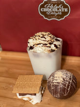 Load image into Gallery viewer, Ralph's Chocolate Delights S'mores Chocolate Hot Chocolate Bomb *Gourmet Large Hot Chocolate Bombs Ingredients Premium Real Ghirardelli Milk Chocolate, Graham Cracker Crumbs, Chocolate Chip, Marshmallows, Milk Chocolate Hot Chocolate Mix, hot cocoa bombs for Halloween, Thanksgiving, Christmas, Holidays, Dessert, parties, Weddings, events and Winter drink or beverage