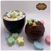 Load image into Gallery viewer, Ralph's Chocolate Delights Milk Chocolate Hot Chocolate Bomb *Gourmet Large Hot Chocolate Bombs Ingredients Premium Ghirardelli Milk Chocolate, Marshmallows, Milk Chocolate Hot Chocolate Mix, hot cocoa bombs for Halloween, Thanksgiving, St. Patrick's Day, Holidays, Dessert, parties, Weddings, events and Frozen drink or beverage, Frozen Hot Chocolate