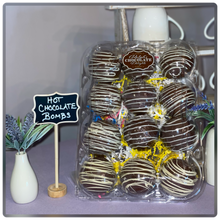 Load image into Gallery viewer, Ralph's Chocolate Delights Hot Chocolate Bomb Gift Set 12pk *Gourmet Large Hot Chocolate Bombs Ingredients Premium Ghirardelli Chocolate, Marshmallows, Sprinkles, Chocolate Hot Chocolate Mix, hot cocoa bombs for Halloween, Thanksgiving, Christmas, Holidays, Dessert, parties, Weddings, events and Winter drink or beverage.