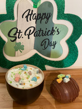 Load image into Gallery viewer, Ralph's Chocolate Delights Milk Chocolate Hot Chocolate Bomb *Gourmet Large Hot Chocolate Bombs Ingredients Premium Ghirardelli Milk Chocolate, Marshmallows, Milk Chocolate Hot Chocolate Mix, hot cocoa bombs for Halloween, Thanksgiving, St. Patrick's Day, Holidays, Dessert, parties, Weddings, events and Frozen drink or beverage, Frozen Hot Chocolate