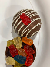 Load image into Gallery viewer, Ralph&#39;s Chocolate Delights * RCD Snack Bomb Gourmet Large Snack Bomb Size (Approx.): Large 3&quot; x 3&quot; x 3&quot; A delicious dessert, and addition to dinner parties, Christmas, Holidays, Birthdays, Gifts, and weddings Ingredients Premium Ghirardelli Chocolate Snack Types Pretzels Gummy Bears Skittles Almonds Cashews
